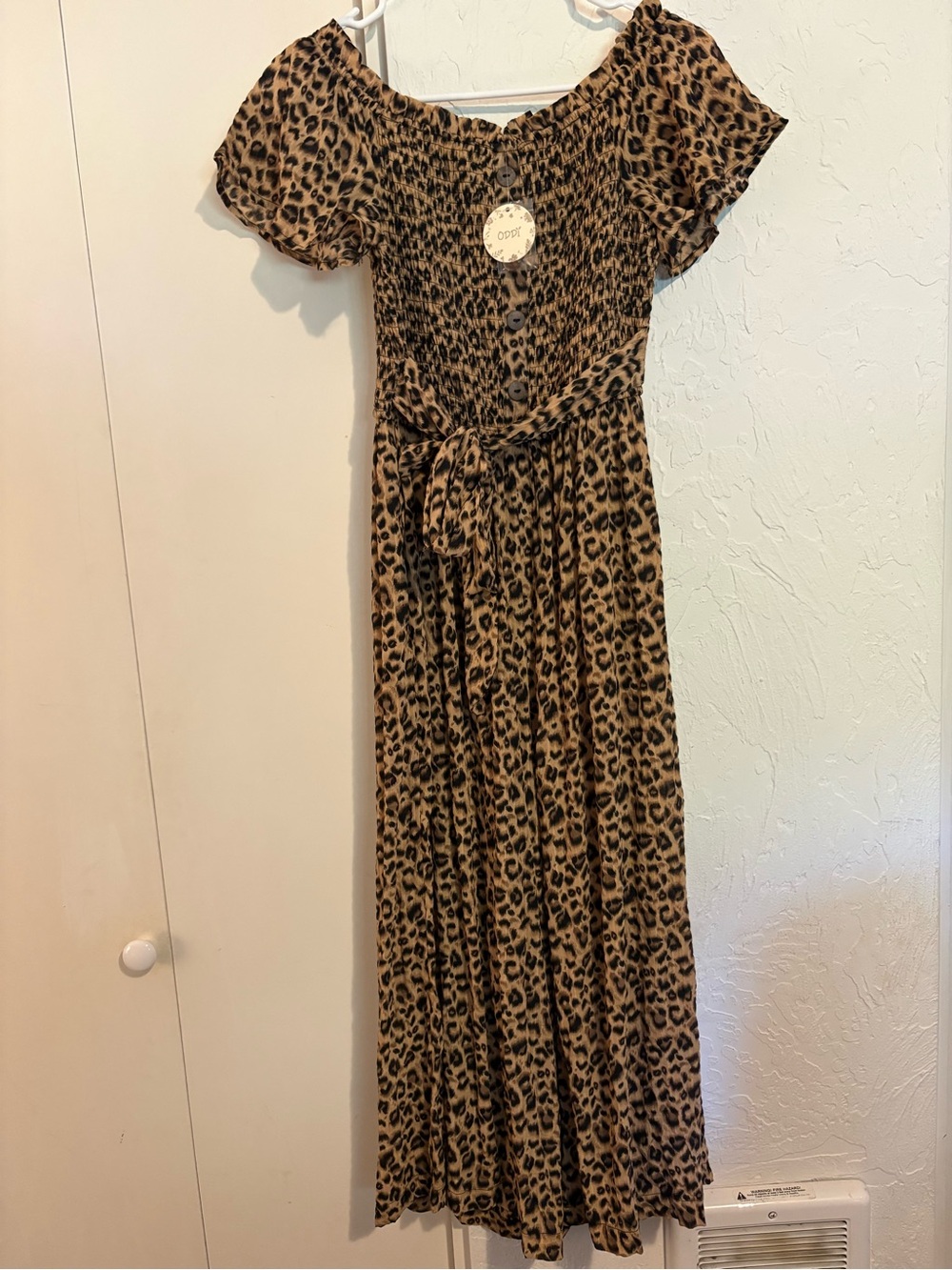 Women’s ' Leopard Print Brown capri jumpsuit with Tie Waist